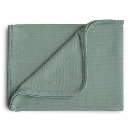 Mushie Wiegdeken Ribbed Roman Green koop je bij Babywinkel
