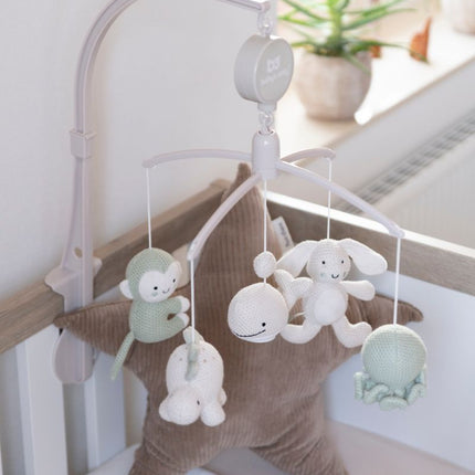 Baby's Only Muziekmobiel Animals Laurel Green/Warm Linen koop je bij Babywinkel