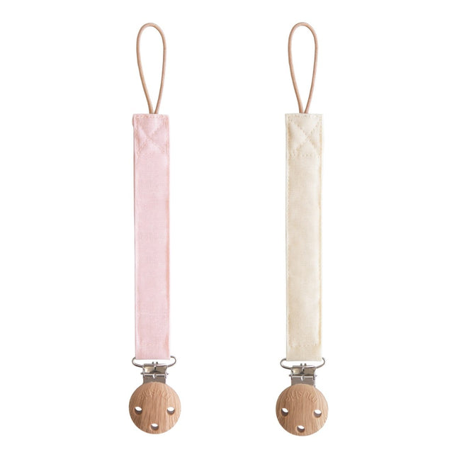 Mushie Speenkoord Blush / Cream Linen 2St koop je bij Babywinkel
