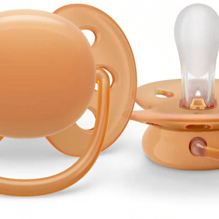 Philips Avent Fopspeen +6 Maanden Soft Grijs/Oranje koop je bij Babywinkel