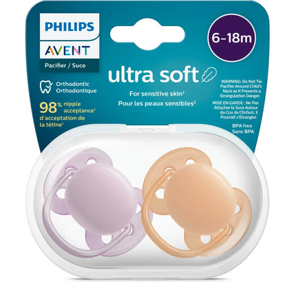 Philips Avent Fopspeen +6 Maanden Soft Grijs/Oranje koop je bij Babywinkel