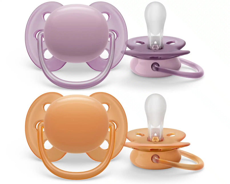 Philips Avent Fopspeen +6 Maanden Soft Grijs/Oranje koop je bij Babywinkel