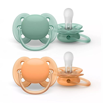 Philips Avent Fopspeen Soft +0 Mnd Cognac Groen 2st koop je bij Babywinkel