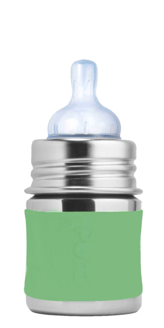 Pura Babyfles Rvs 150 Ml + Silicone Speen Slow Flow + Silicone Reisdop + Moss Sleeve koop je bij Babywinkel