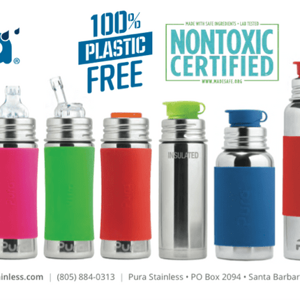 Pura Babyfles Rvs 150 Ml + Silicone Speen Slow Flow + Silicone Reisdop + Rose Sleeve koop je bij Babywinkel