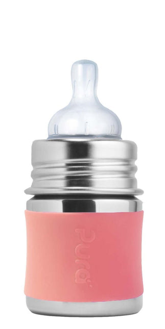Pura Babyfles Rvs 150 Ml + Silicone Speen Slow Flow + Silicone Reisdop + Rose Sleeve koop je bij Babywinkel