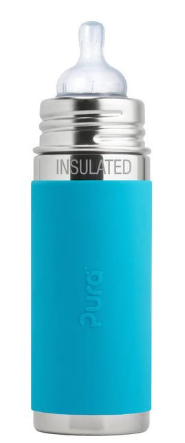 Pura Babyfles Rvs 260Ml Set Blauw 4 delig koop je bij Babywinkel