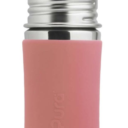 Pura Babyfles Rvs 325 Ml + Silicone Speen Medium Flow + Silicone Reisdop + Rose Sleeve koop je bij Babywinkel
