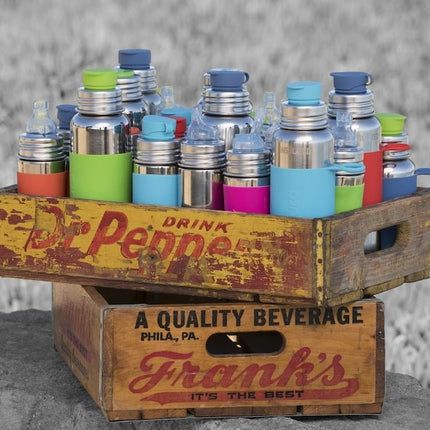 Pura Babyfles Rvs 325Ml Set Blauw 4 delig koop je bij Babywinkel