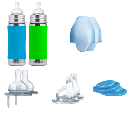 Pura Babyfles Starterset 325Ml Aqua/Groen 12 delig koop je bij Babywinkel