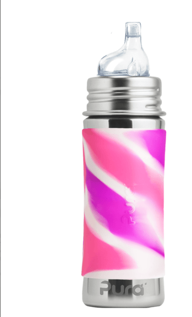 Pura Babyfles Tuitspeen 325Ml Set Pink Swirl 4 delig koop je bij Babywinkel