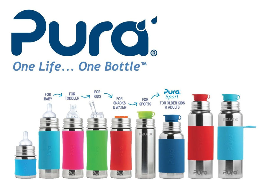 Pura Thermosfles Tuitspeen Rvs 260Ml Set Blauw 4 delig koop je bij Babywinkel