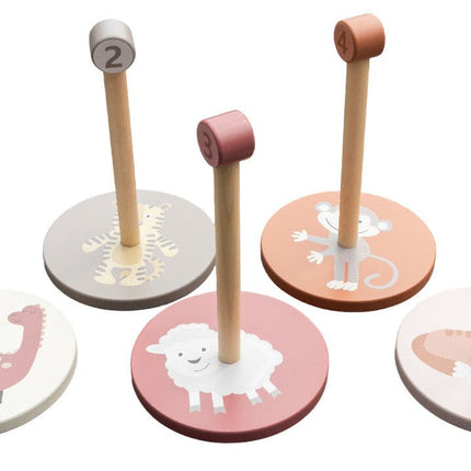 JeP Kids Houten Speelgoed Ring Gooien Taupe/Pink koop je bij Babywinkel