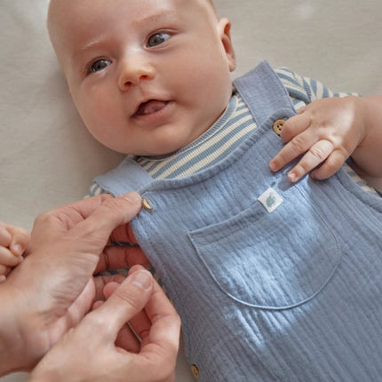 Romper korte mouw blauw Stone Blue stripe koop je bij Babywinkel