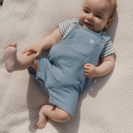 Romper korte mouw blauw Stone Blue stripe koop je bij Babywinkel