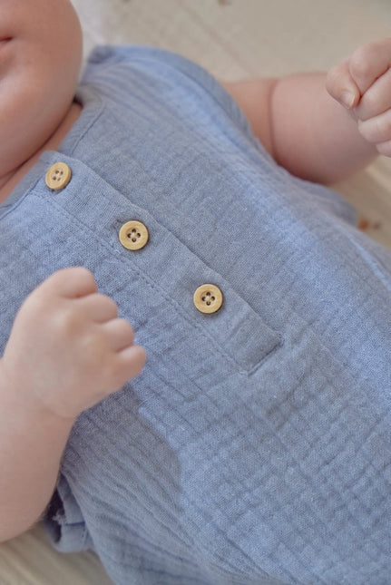 Romper mouwloos blauw Stone Blue koop je bij Babywinkel