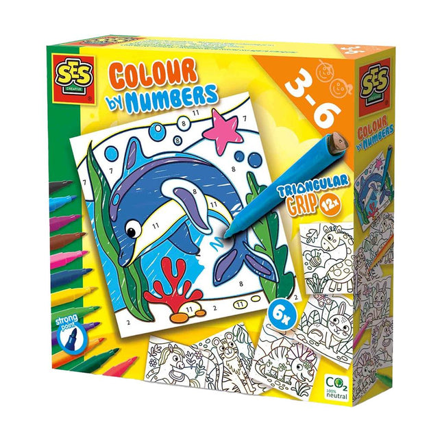 SES Creative Knutselpakket Kleuren Op Nummer Driehoed Grip Stiften koop je bij Babywinkel