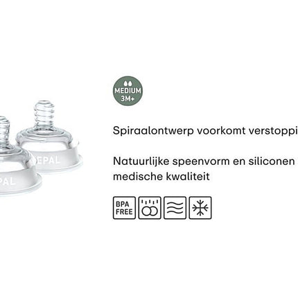 Set flesspeen Mepal Mio 2 - delig medium flow - transparant koop je bij Babywinkel