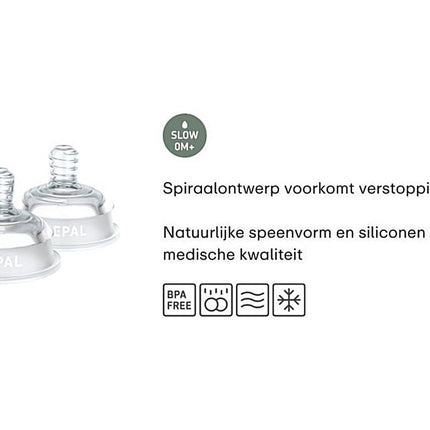 Set flesspeen Mepal Mio 2 - delig slow flow - transparant koop je bij Babywinkel