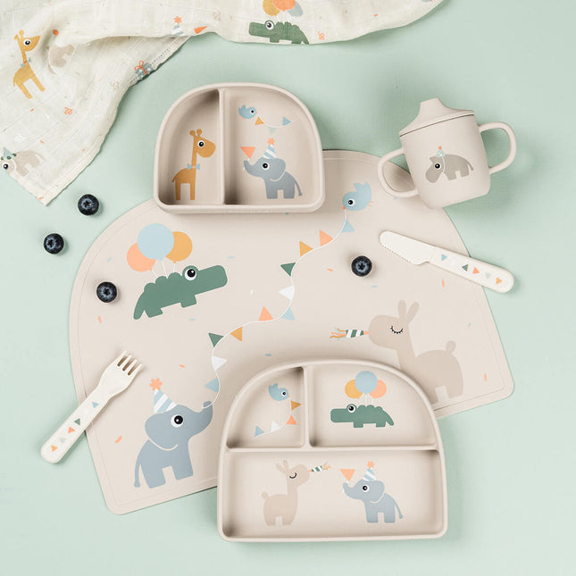 Siliconen drinkbeker met tuit en handvatten Celebration Sand koop je bij Babywinkel