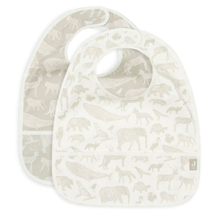 Jollein Slabbetje Waterproof Animals Olive Green 2 Stuks koop je bij Babywinkel