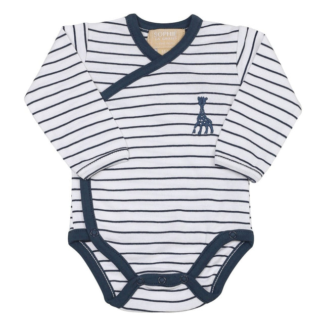 Sophie de Giraf Overslagromper Wit met Blauwe Streep koop je bij Babywinkel
