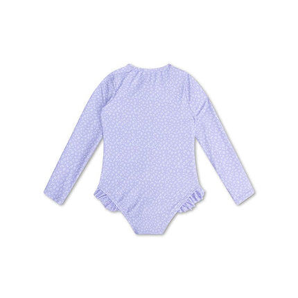 Swim Essentials Badpak Kind Lila Leopard Lange Mouwen Ruffles koop je bij Babywinkel