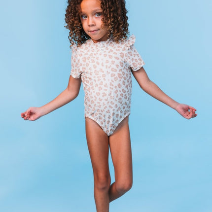 Swim Essentials Uv Zwempak Beige Leopard Rashguard Ruffle koop je bij Babywinkel