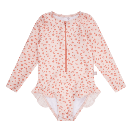 Swim Essentials Uv Zwempak Panterprint Old Pink Ruffle koop je bij Babywinkel