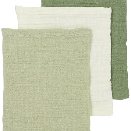 Meyco Washandje Naturel/Soft Olive/Olive Green 20X17Cm 3St koop je bij Babywinkel