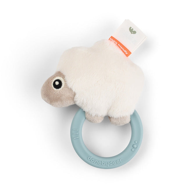 Zintuiglijke rammelaar met bijtring Sheepy Blue koop je bij Babywinkel