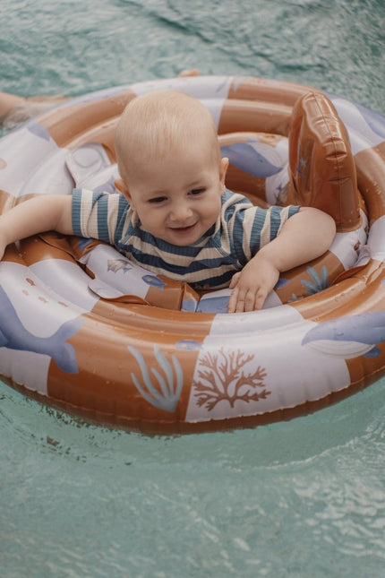 Zwempak korte mouwen Ocean Blue Stripes koop je bij Babywinkel