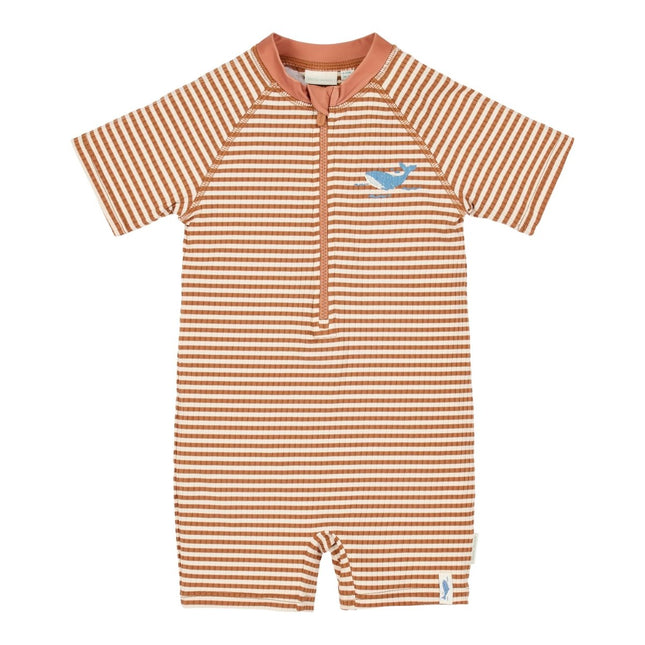 Zwempak korte mouwen Ocean Brown Stripes koop je bij Babywinkel
